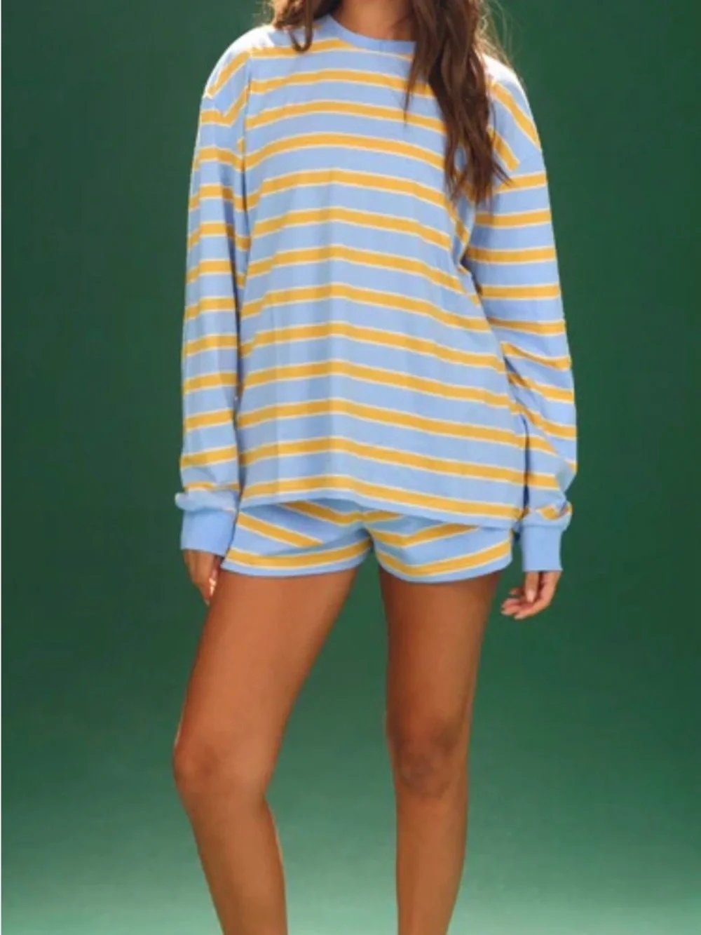 SET Active Light Blue and Yellow Easy Stripe Shorts